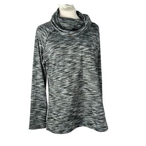 Marc New York size L pullover cowl neck striated black white long sleeve sweater